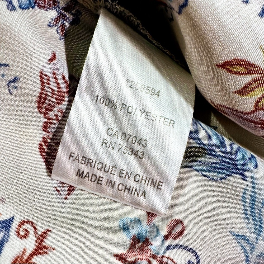 Joie White Silk-Feel Jewel-Tone Fall Floral Botanical Button Up Blouse Size S - Picture 7 of 11